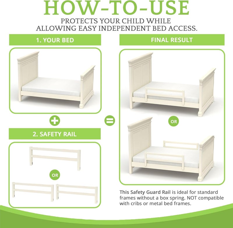 CC KITS Safety Guard Rail for Baby, Kids, and Children - Solid Wood Safety Bed Rail for Toddlers - Easy Installation - Premium Protection for Bunk, Twin, Full, Queen and King Size Beds - (Ivory Lace) - Image 5